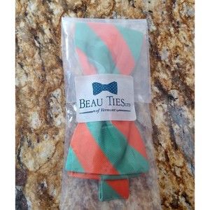 Green and Orange Striped Men's Bow Tie-pre-tied